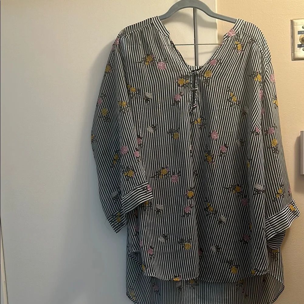 Torrid Harper Striped Floral Blouse